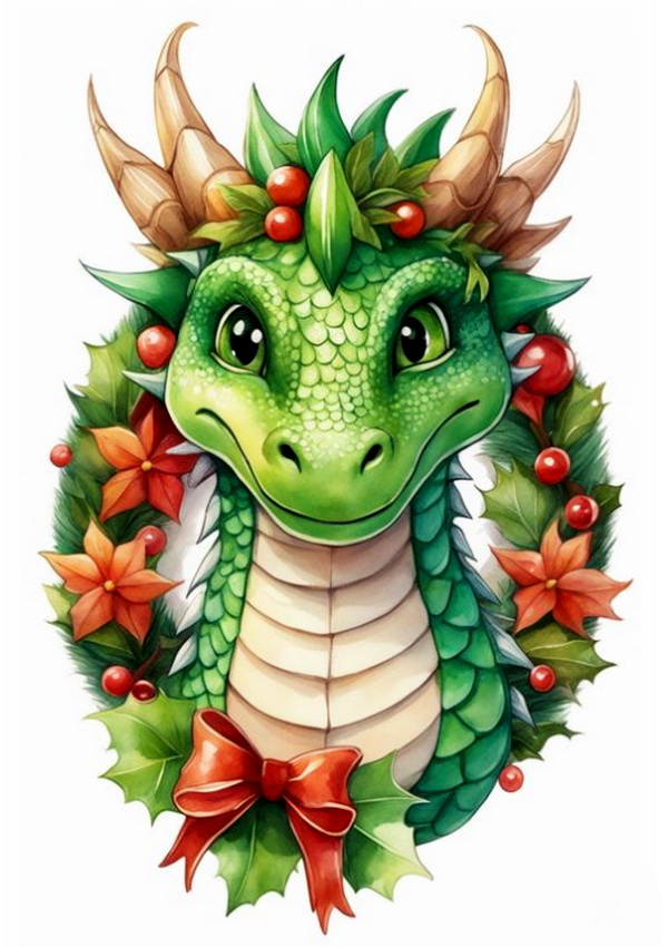Голова дракона рисунок шаблон зелёный
