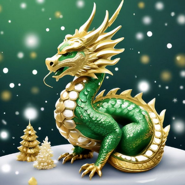 Золотой китайский новогодний дракон золото с золотом