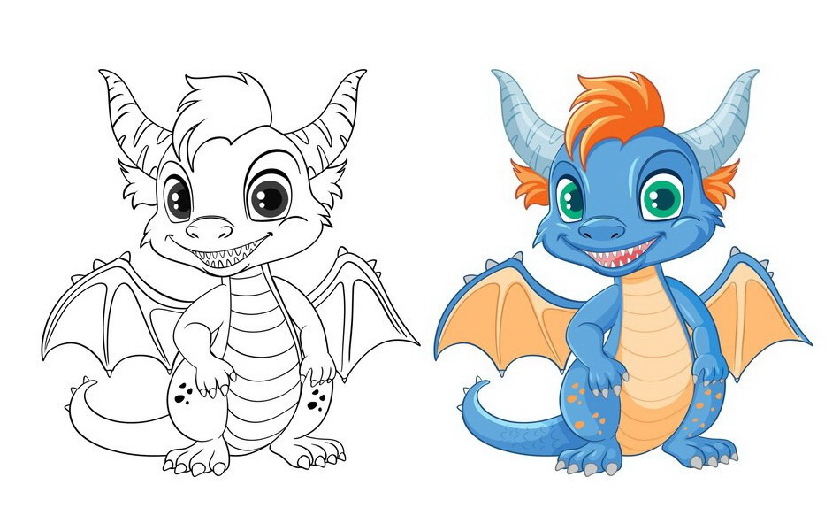 Шаблон дракон раскраска для детей распечатать