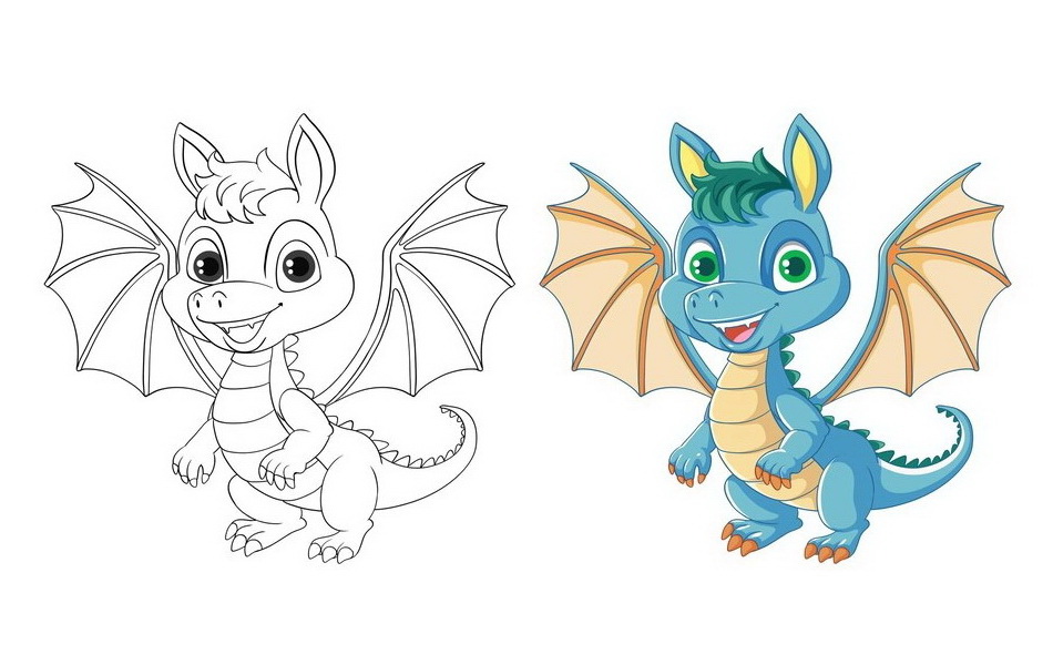 Шаблон дракон раскраска для детей распечатать