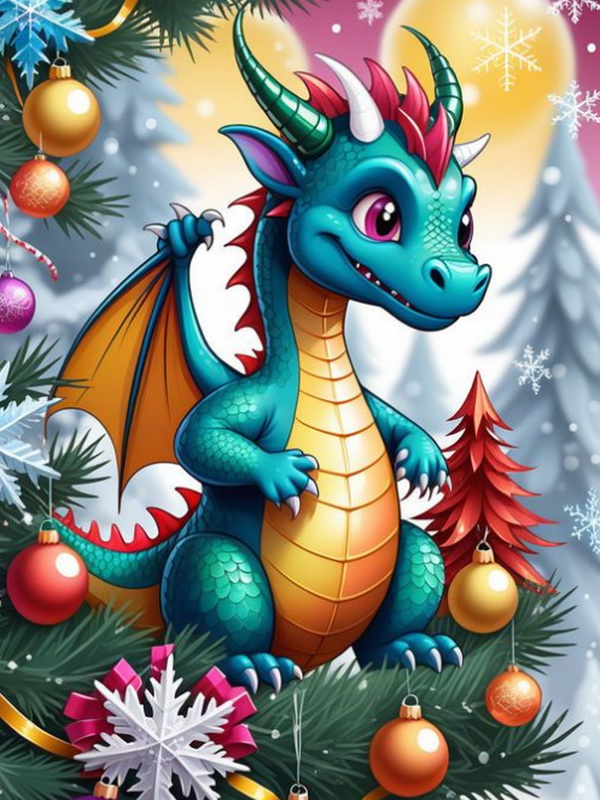Новогодние открытки с драконом Новый 2024 год