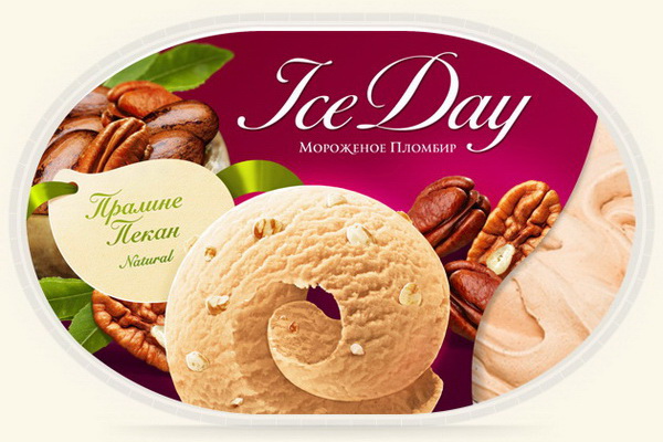 Упаковка мороженого Пломбир Пралине пекан IceDay