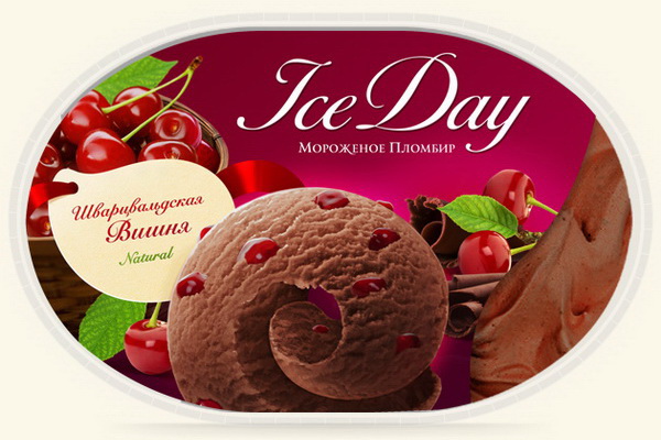 Упаковка мороженого Пломбир Шварцвальдская вишня IceDay