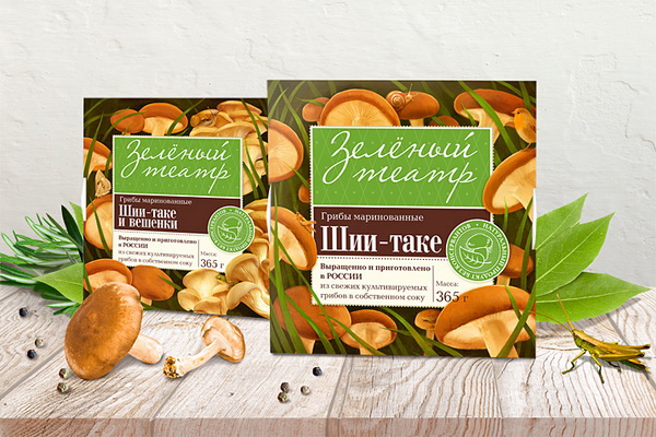 Дизайн упаковки грибных деликатесов Зелёный театр