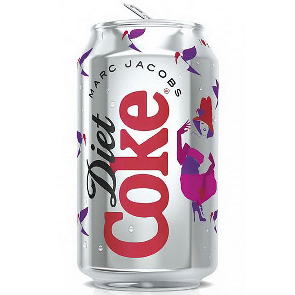 Дизайн баночек напитка Coke Diet от Marc Jacobs