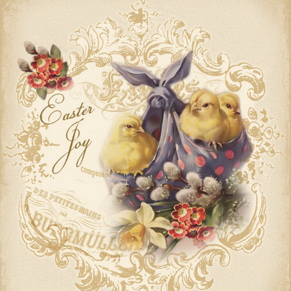 Стильные винтажные открытки Easter Joy Пасха