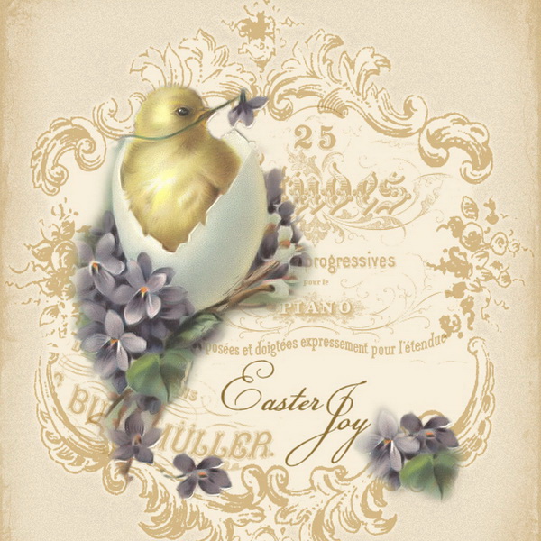 Красивые винтажные открытки Easter Joy Пасха