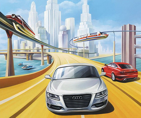 Автомобили будущего Audi иллюстрации для календаря