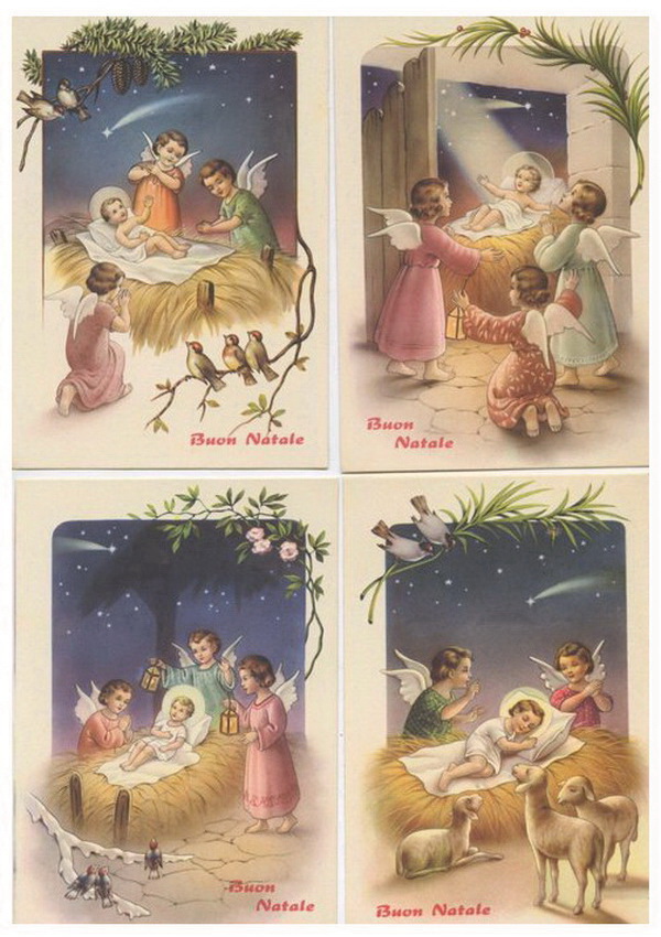 Рождественские итальянские открытки в стиле ретро Buon Natale