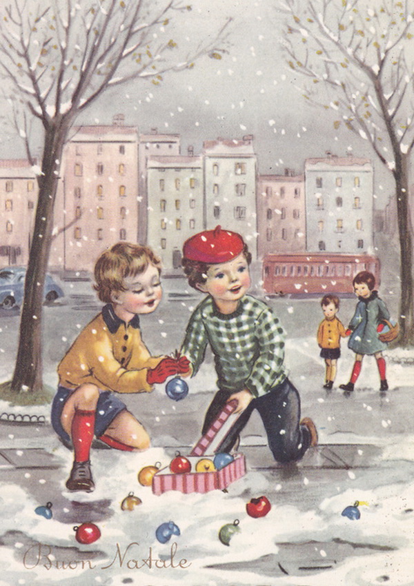Как дети готовятся к Рождеству рисованные открытки