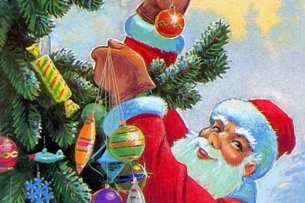 Новогодние открытки советских времён Дед Мороз
