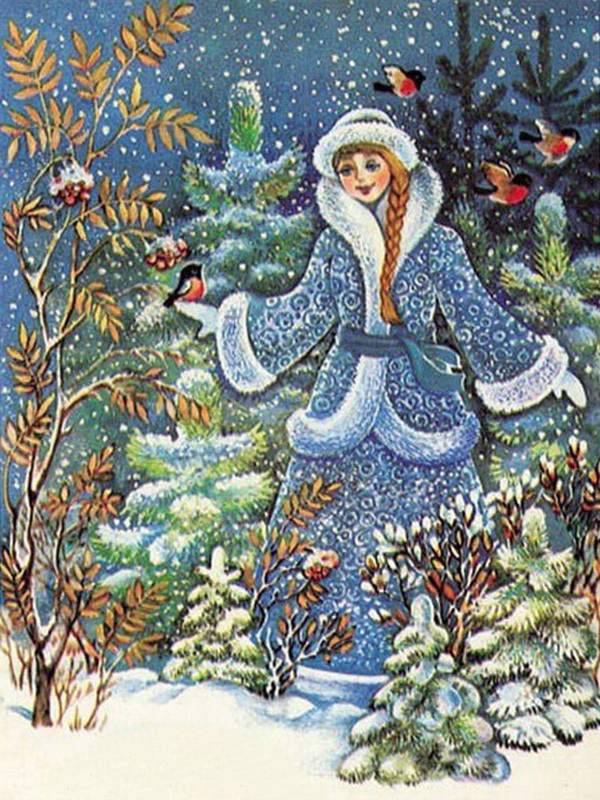 Снегурочка на новогодних открытках СССР