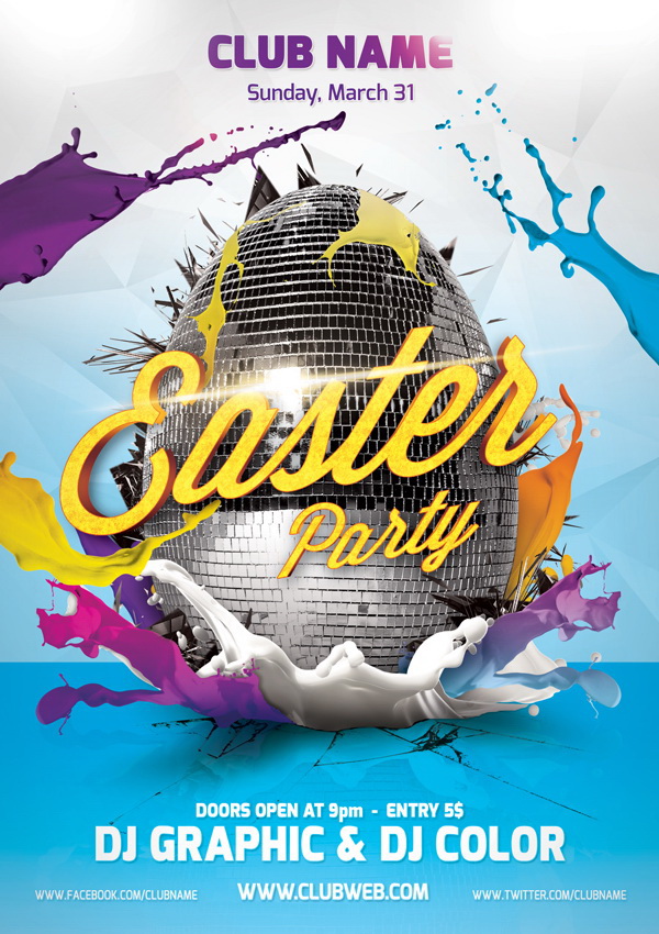 Оригинальный дизайн постера Easter Party Free PSD