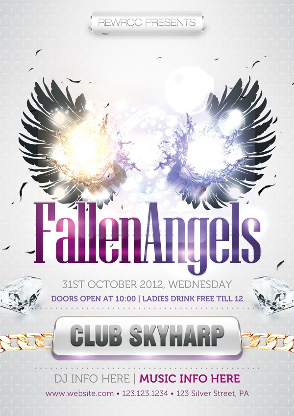 Дизайн плаката в разных цветовых оттенках Fallen Angels Free PSD