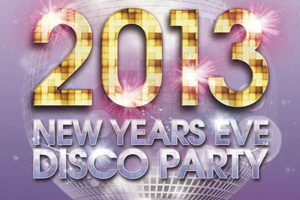 Афиша New Year фиолетовый цвет Disco Party постера Free PSD скачать ПСД