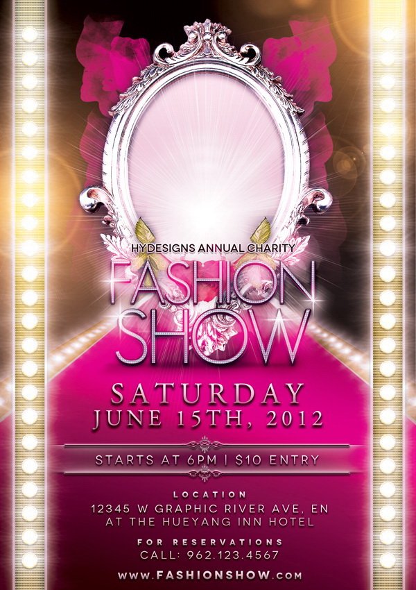 Розовый плакат гламурного Fashion Show Free PSD