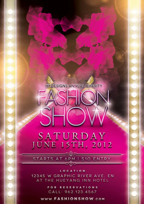 Розовый плакат гламурного Fashion Show Free PSD