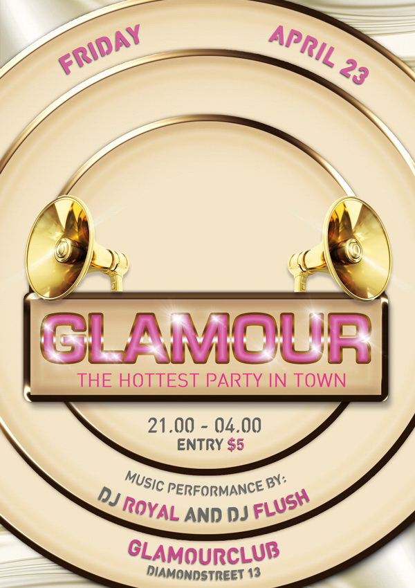 Колонки граммофона на Glamour-постере Free PSD