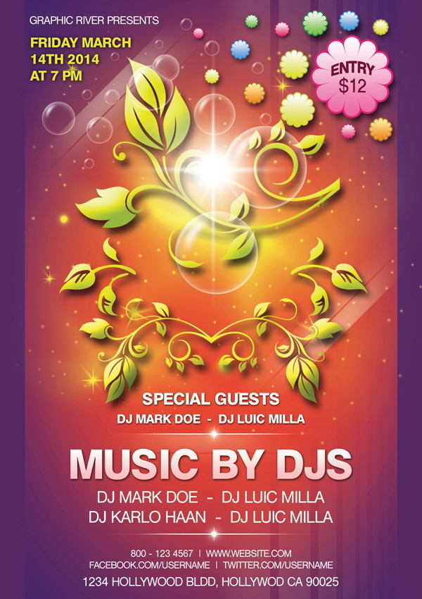 Плакат Ladies Night Music by DJS Free PSD