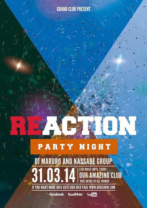 Креативный подход Reaction Party Night Free PSD
