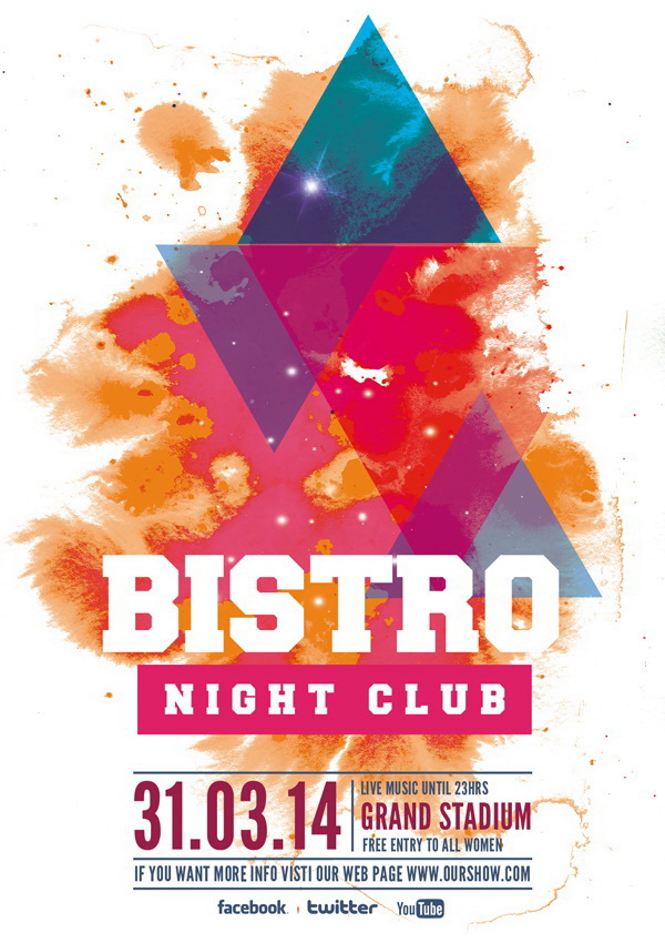 Неординарный дизайн Bistro Night Club Free PSD