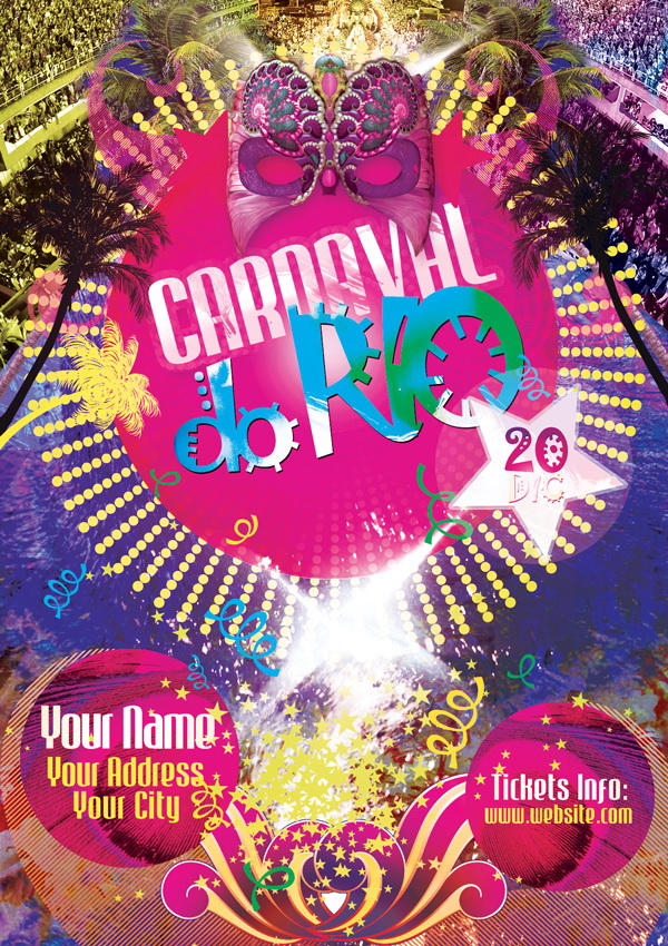 Рекламный плакат незабываемый RIO карнавал Free PSD