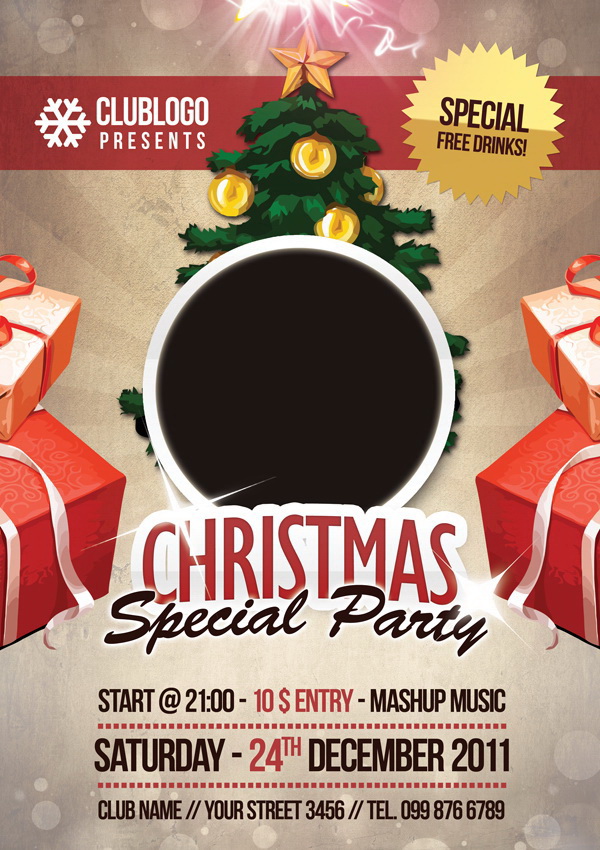 Christmas Special Party рекламный плакат Free PSD