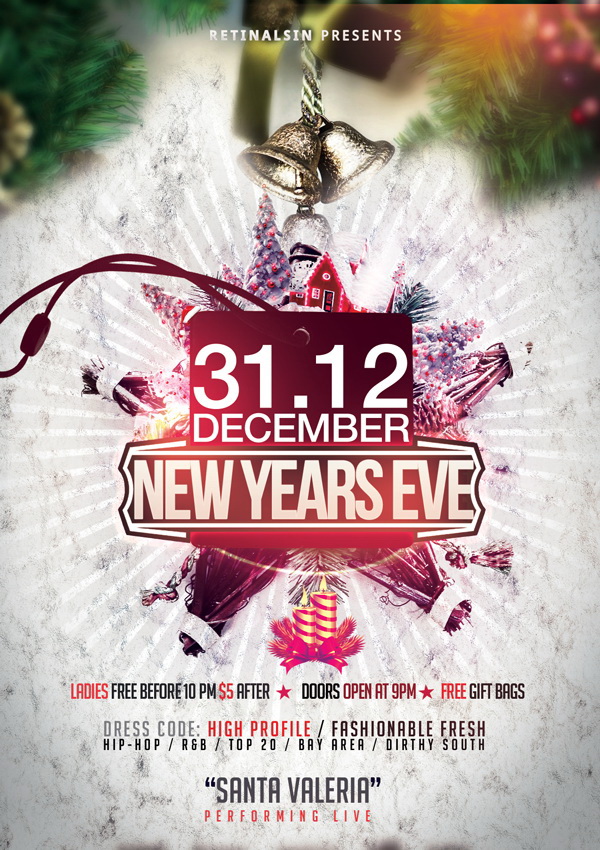 Креативный постер New Year’s Eve Free PSD