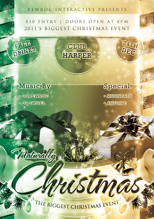 Много цветовых вариантов дизайна плаката на Рождество Free PSD