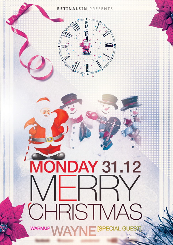 Рекламный плакат рождественских каникул Free PSD