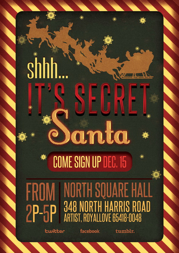 Рекламный плакат It’s secret Santa Free PSD