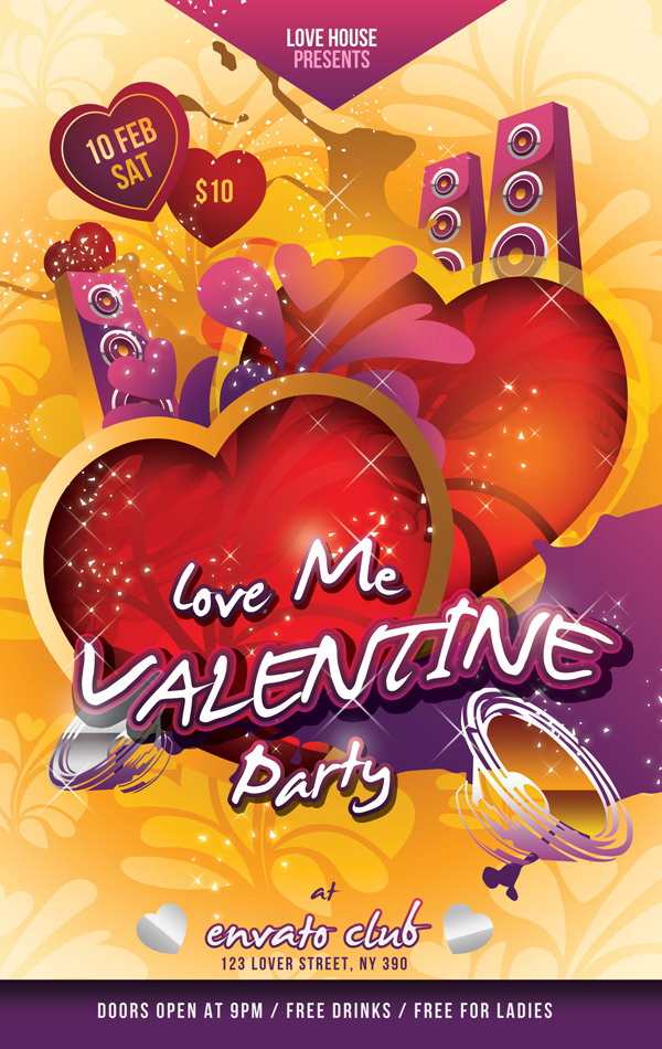 День Святого Валентина плакат Free PSD