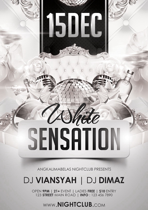White Sensation с лучшими DJ рекламный плакат Free PSD