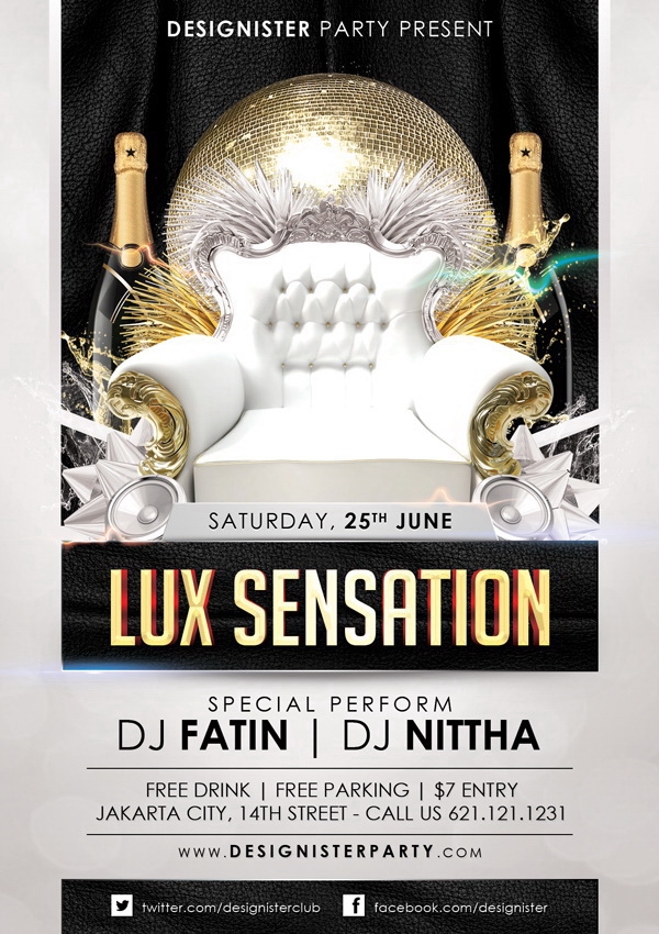 Серебристо-чёрный плакат Lux Sensation Free PSD
