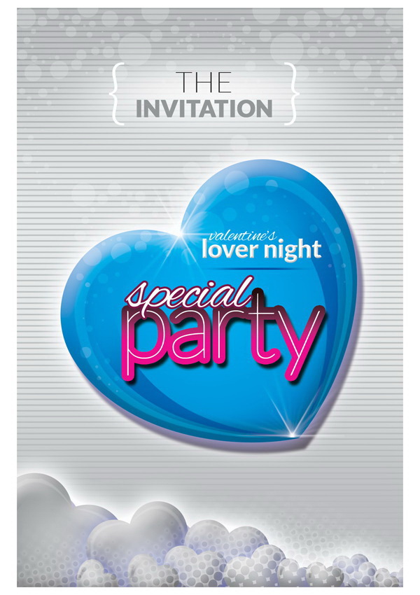Lover Special Party дизайн пригласительного в голубом цвете Free PSD