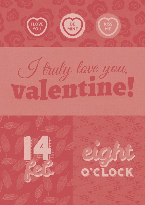 Love you Valentine дизайн праздничной афиши Free PSD