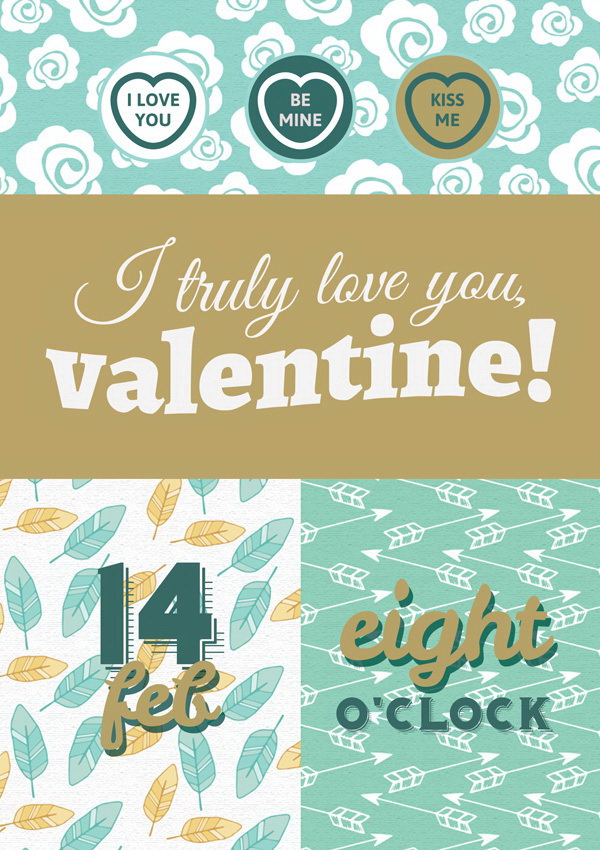 Love you Valentine дизайн праздничной афиши Free PSD
