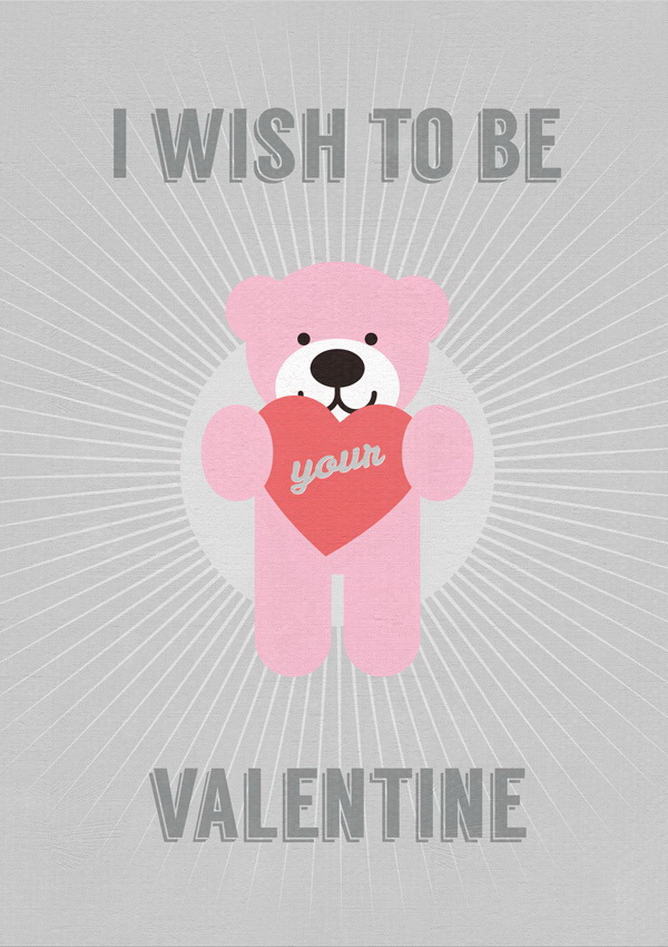 I wish to be Valentine плакат с мишкой Free PSD