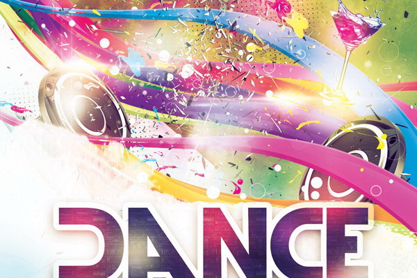 Креативный плакат DANCE в ярких тонах Free PSD скачать ПСД