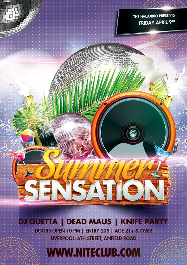Summer Sensation цветные плакаты Free PSD