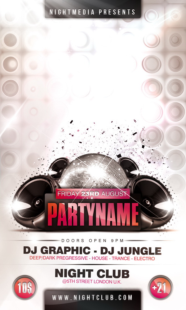 Night Club Party оригинальный дизайнерский плакат Free PSD