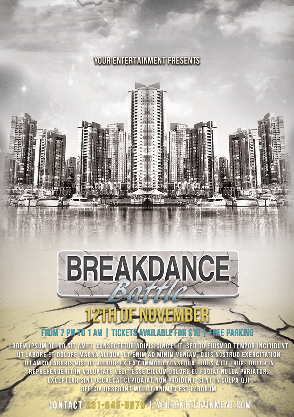 Battle BREAK-DANCE рекламная афиша Free PSD