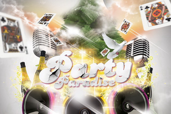 Paradise Party дизайн парадиз-плаката Free PSD скачать ПСД