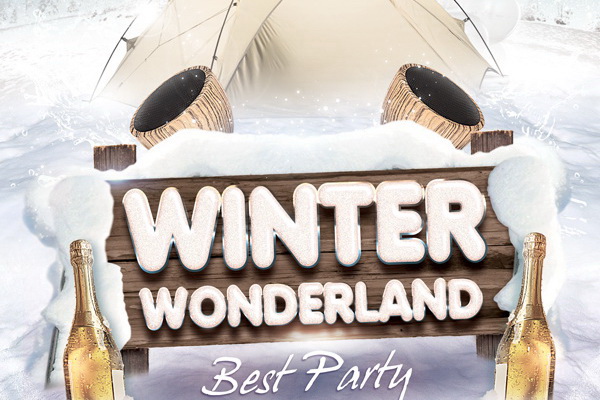 Зимнее зазеркалье Winter Wonderland рекламный плакат Free PSD скачать ПСД