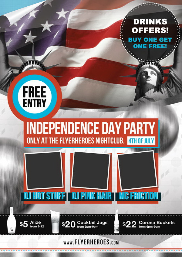 Independence Day Party афиша американского дня независимости Free PSD