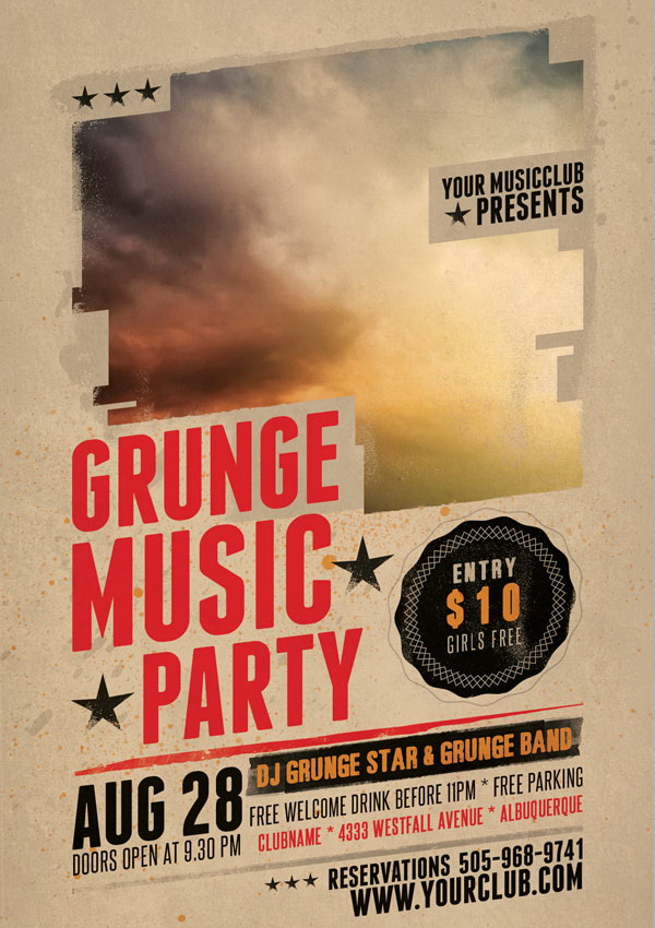 Grange Music Party дизайн промо-плаката Free PSD
