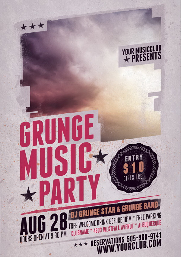 Grange Music Party дизайн промо-плаката Free PSD