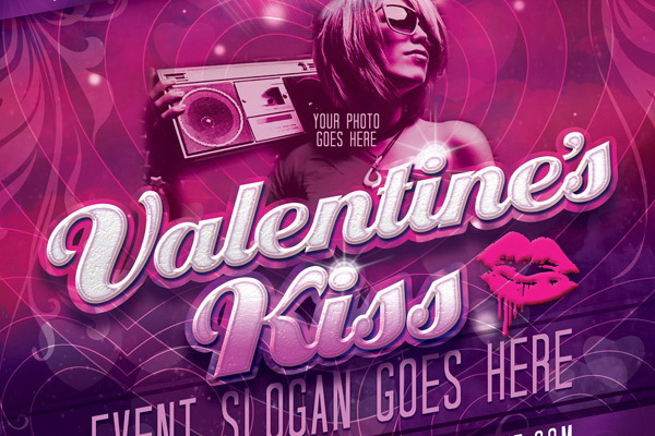 Дизайн под названием Valentines Kiss Free PSD скачать ПСД