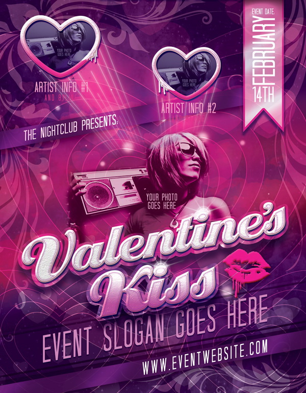 Дизайн под названием Valentines Kiss Free PSD