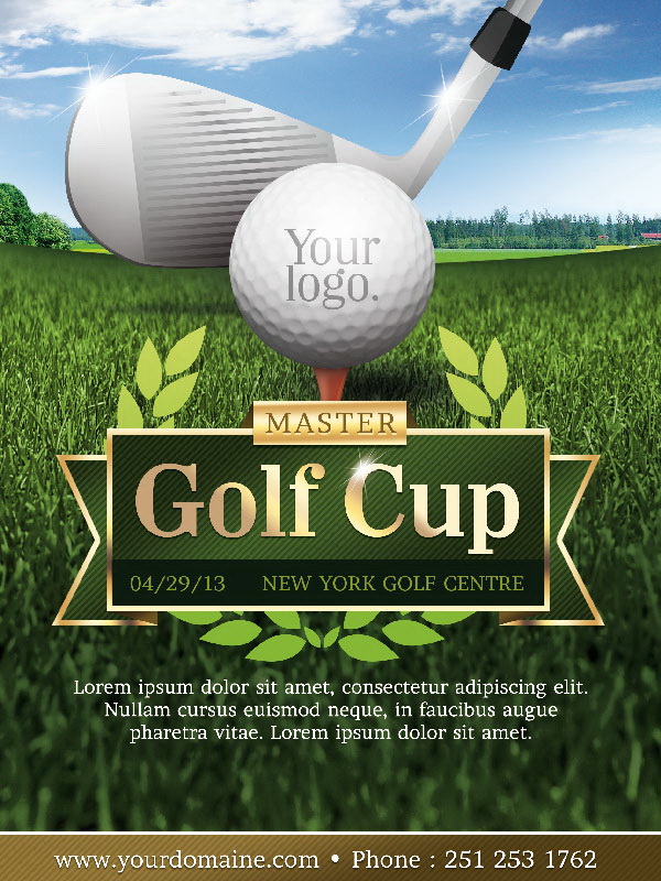 Рекламный плакат Golf Cup чемпионат Free PSD